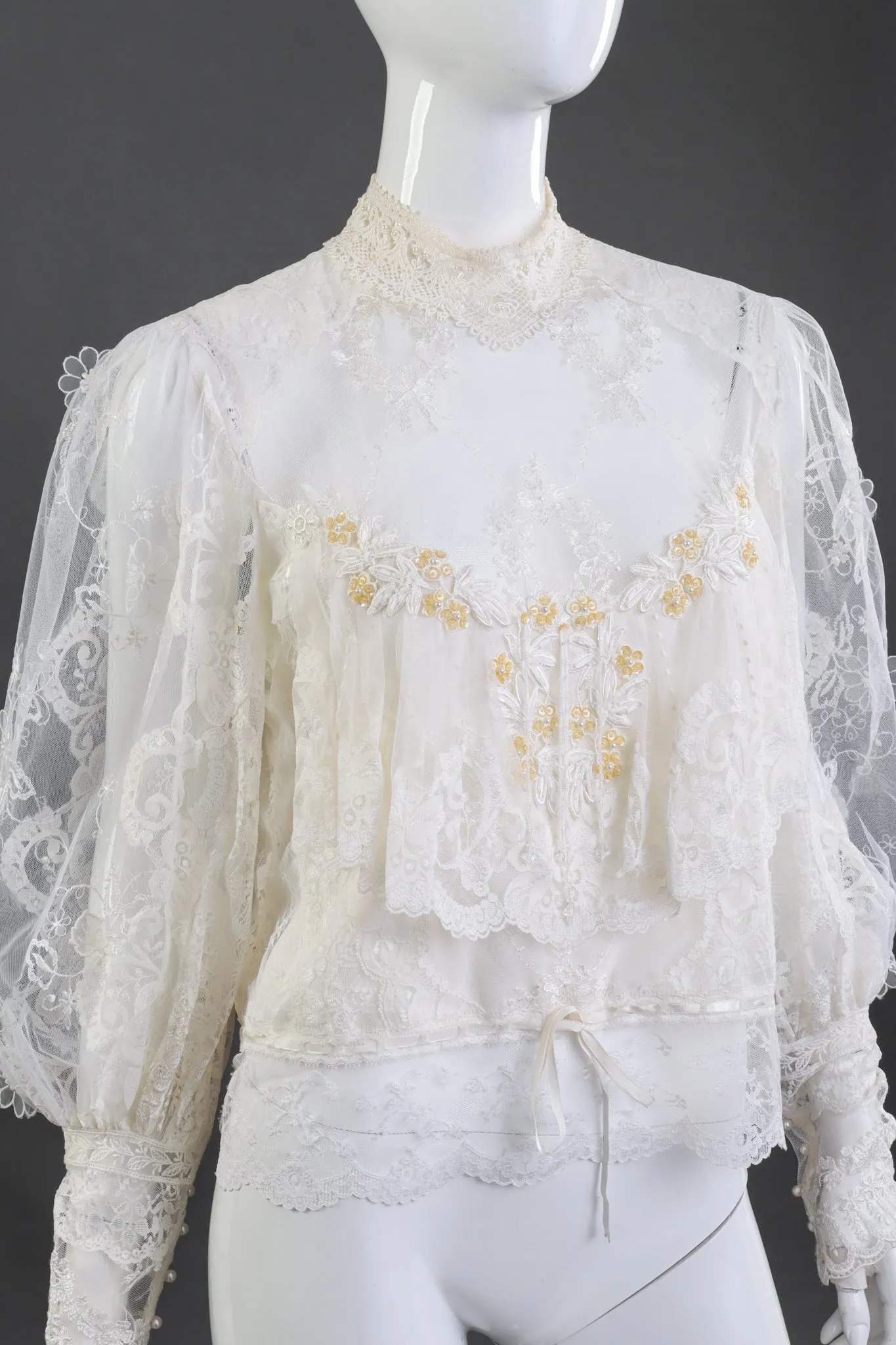 Beaded Floral Lace Blouse
