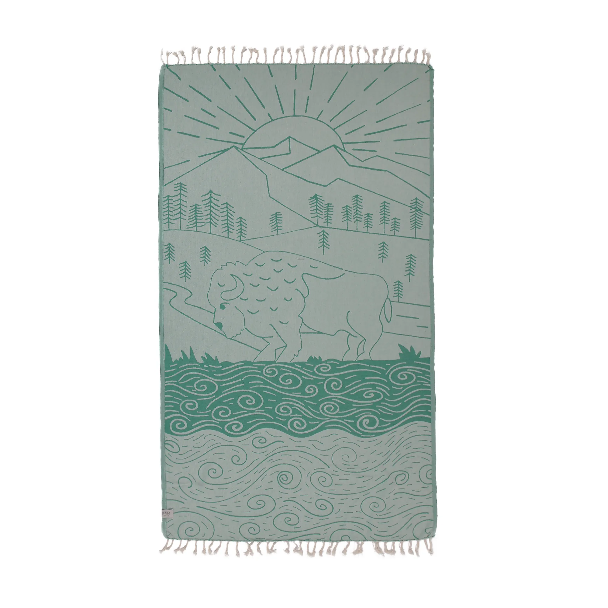 Bison Mountain Peshtemal Pure Cotton Beach Towel by La'Hammam
