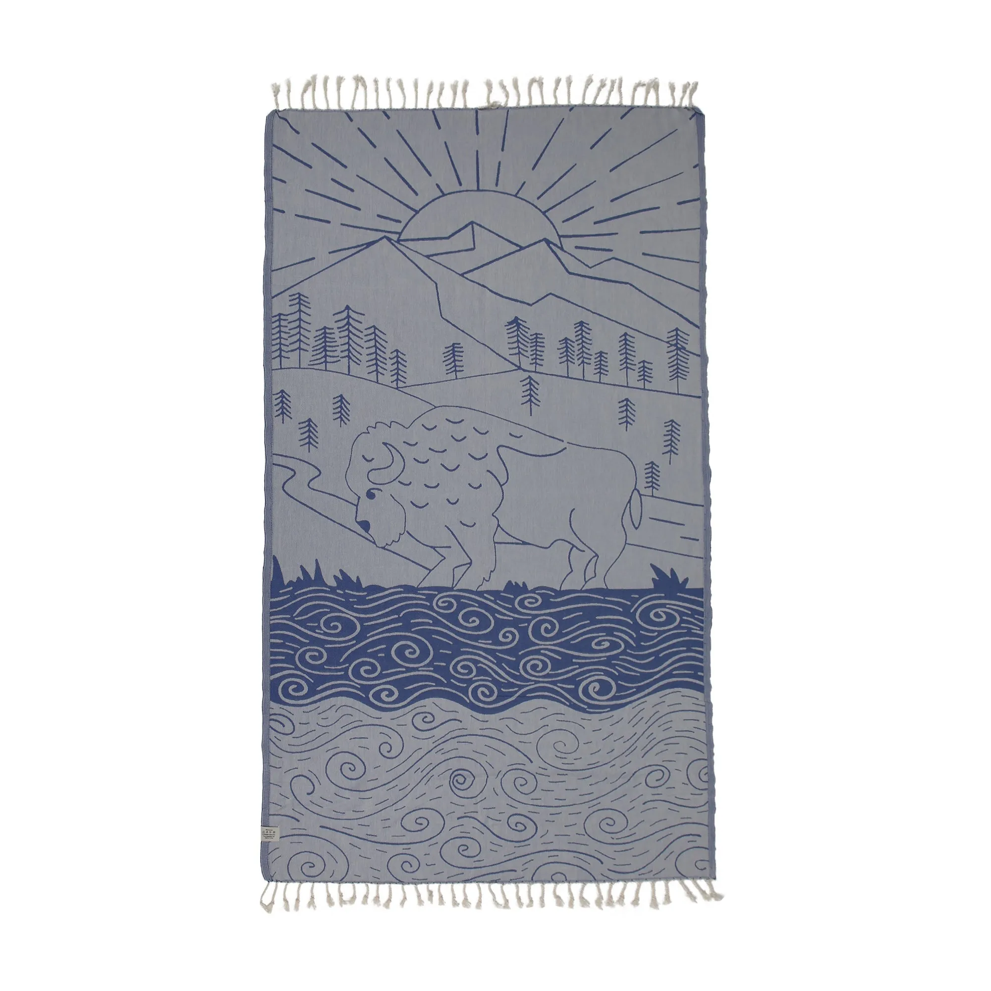Bison Mountain Peshtemal Pure Cotton Beach Towel by La'Hammam