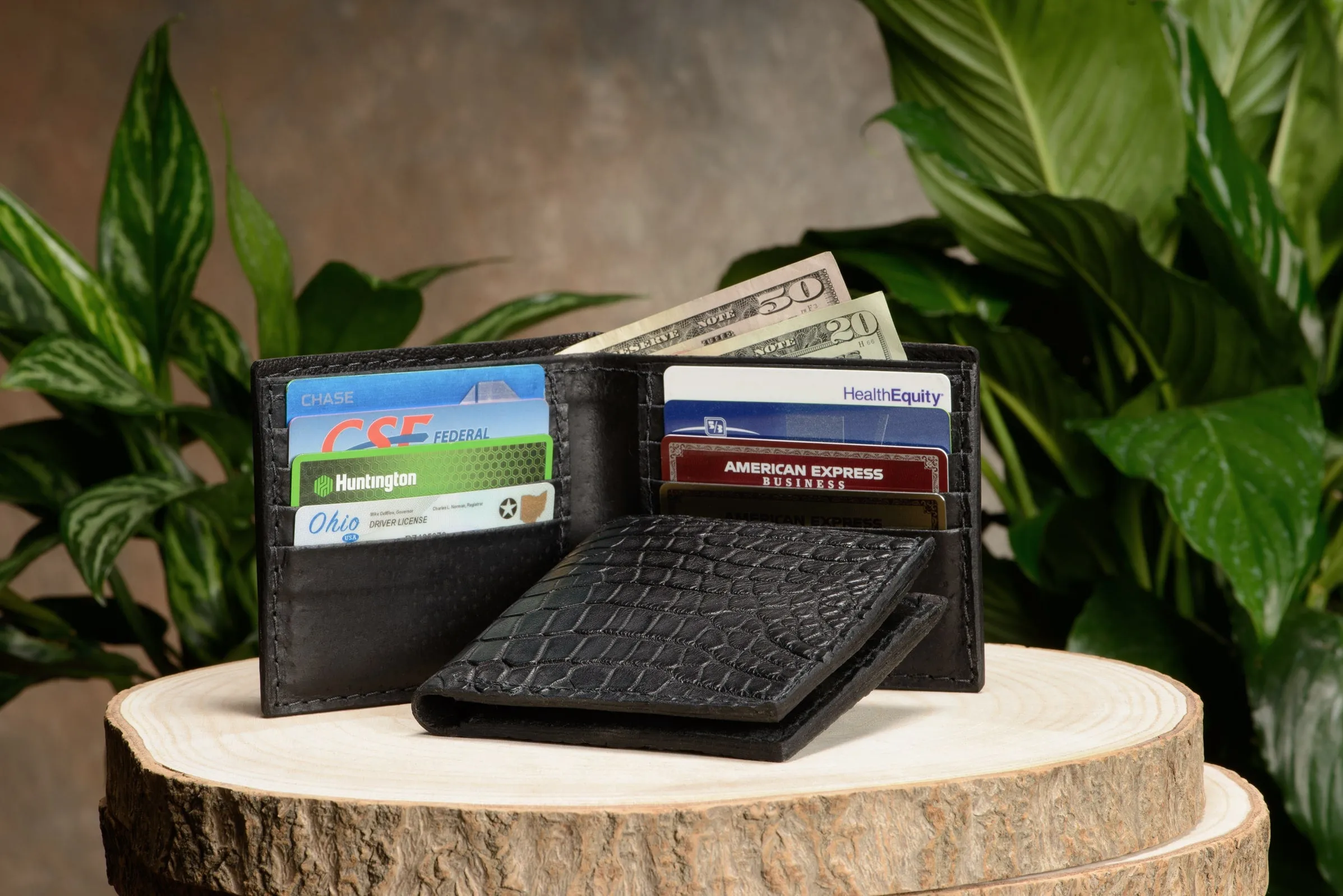 Black Alligator Bifold Wallet for Men