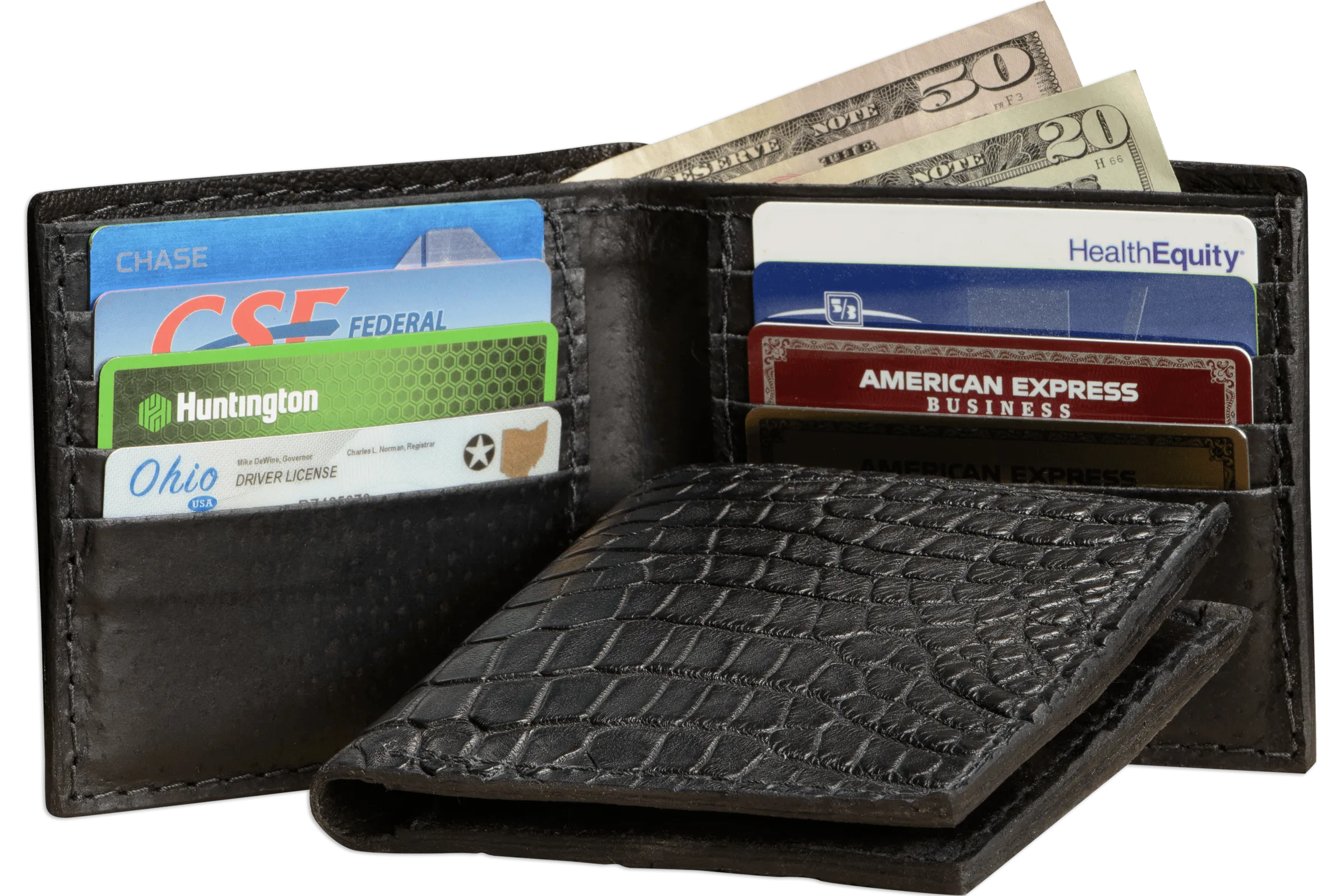 Black Alligator Bifold Wallet for Men