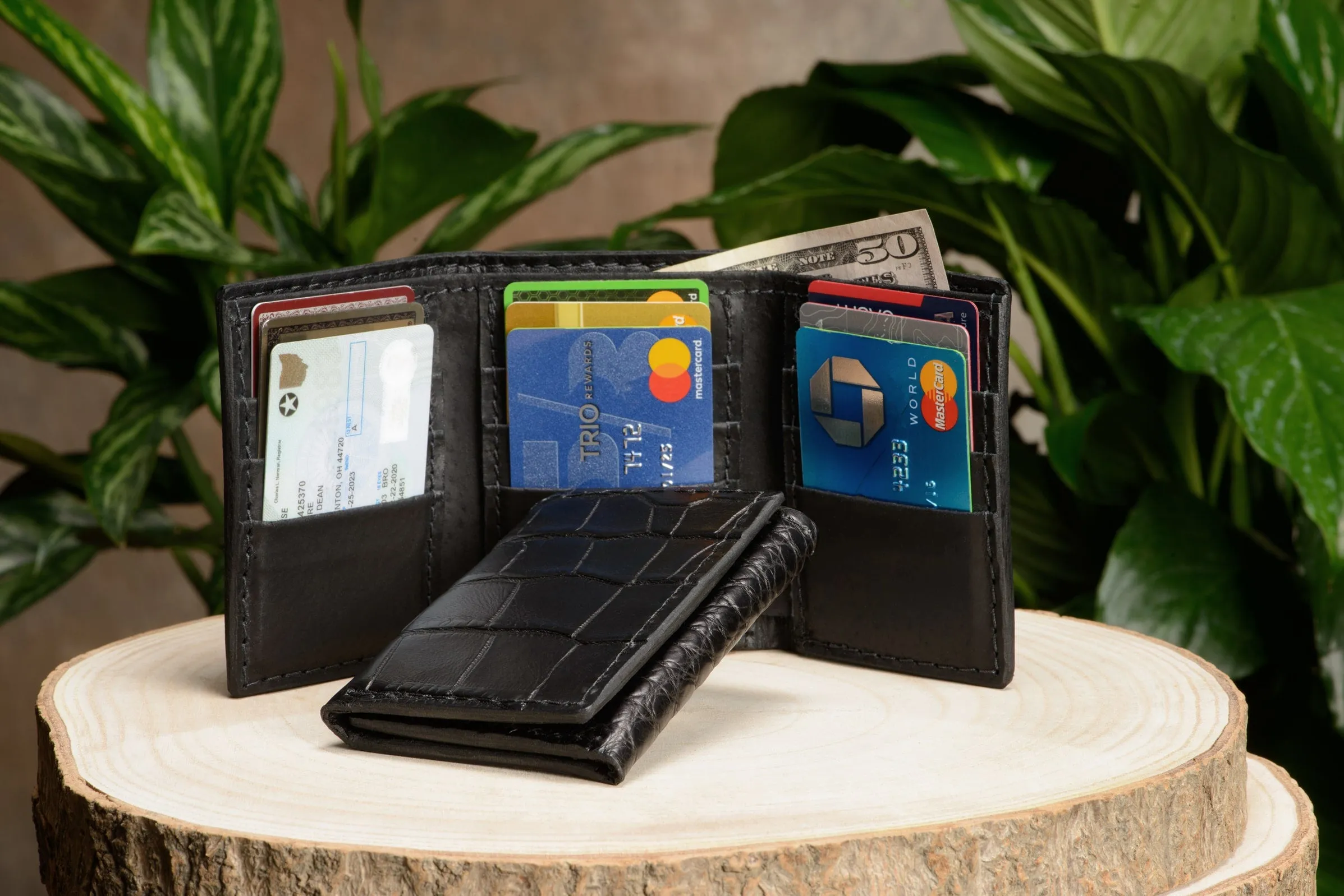 Black Alligator Trifold Wallet