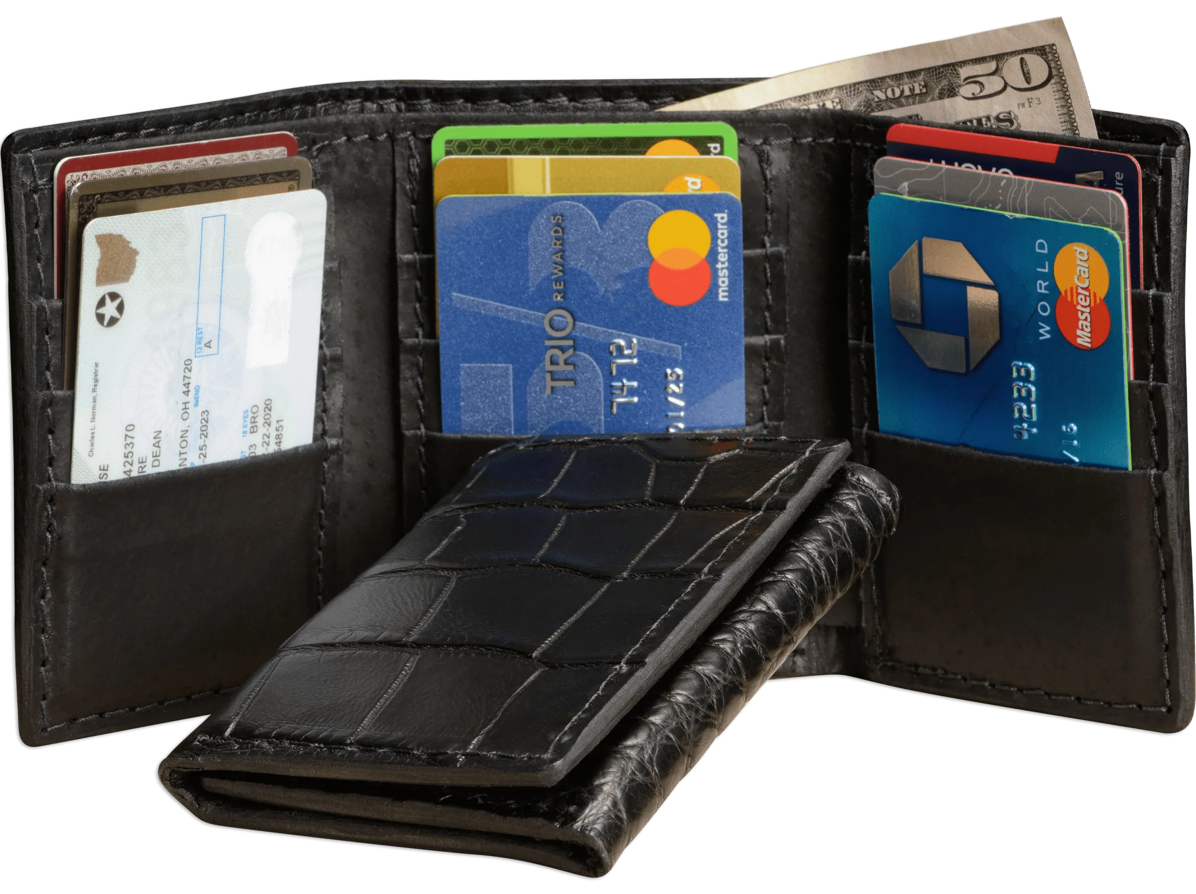Black Alligator Trifold Wallet