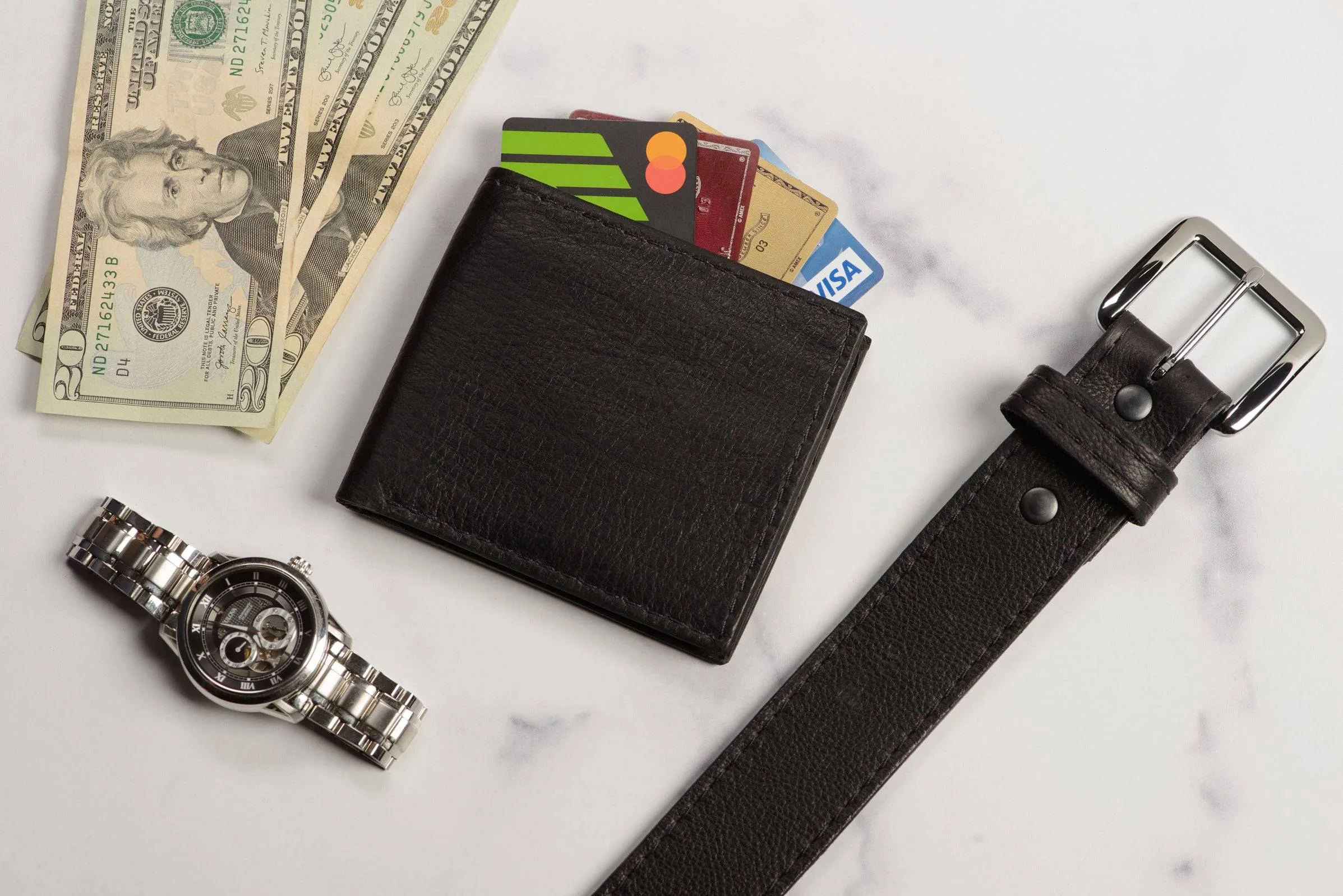 Black American Bison Bifold Wallet