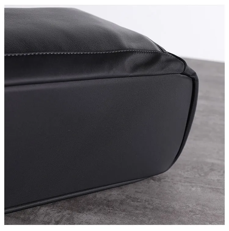 Black Nylon Satchel Backpack Womens Cute School Backpack Bag Black Nylon Leather Travel Rucksack for Ladies