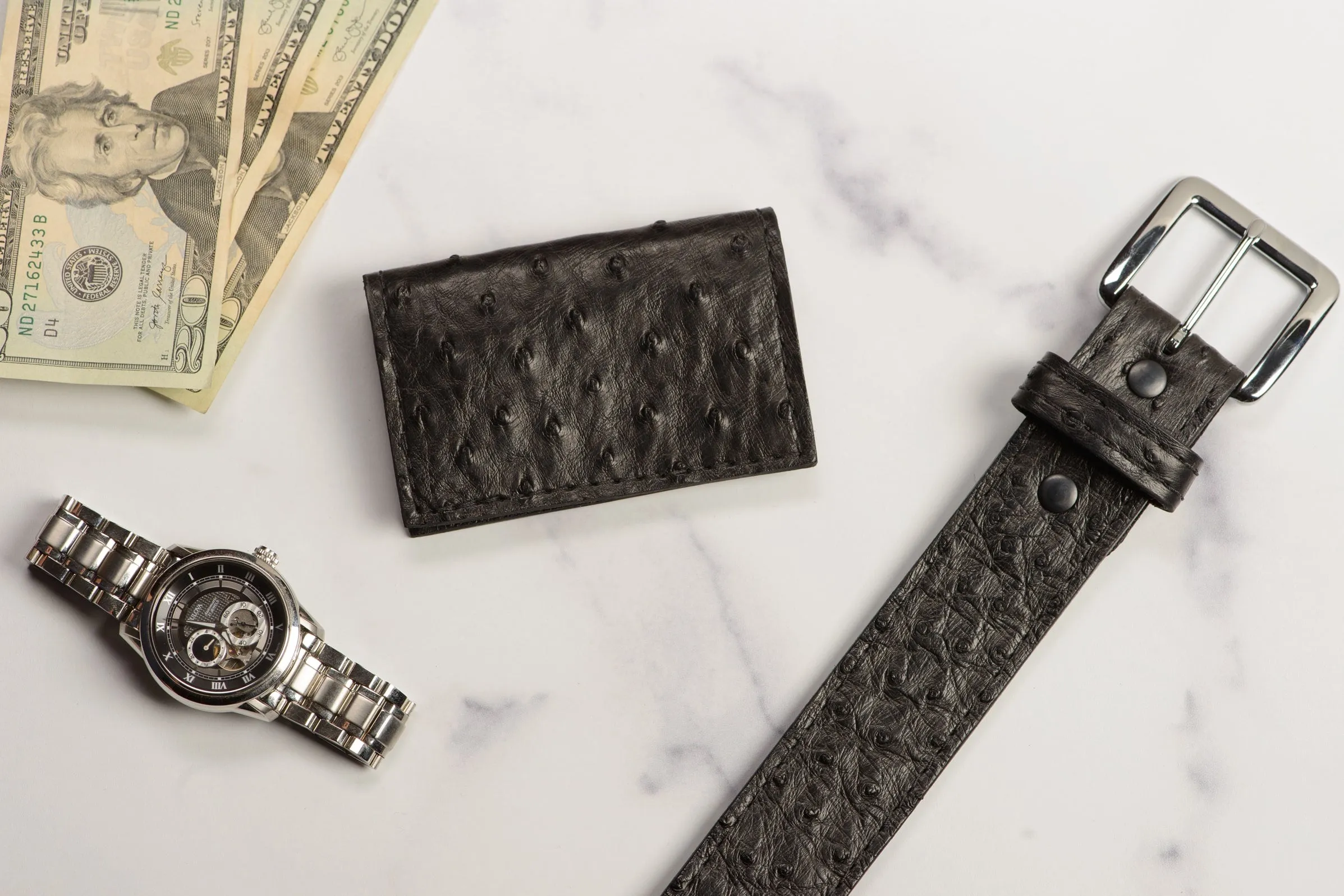 Black Ostrich Credit Card & Business Card Wallet