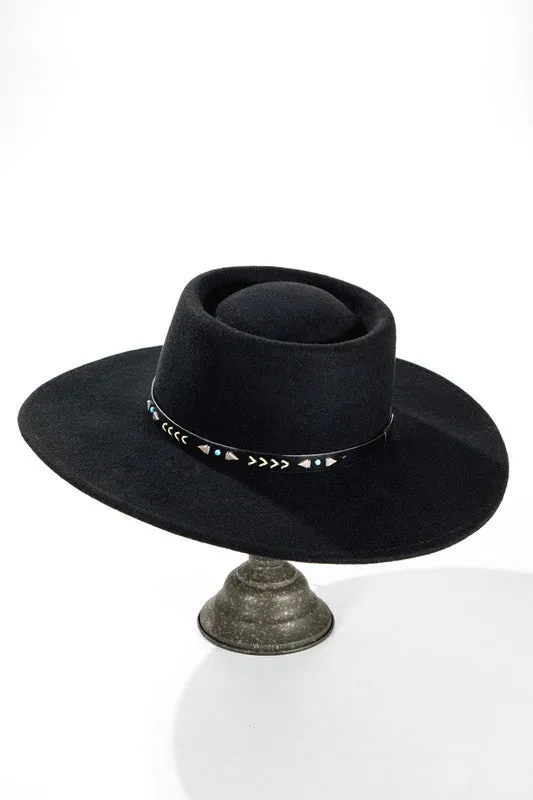 Black Wool Boater Hat