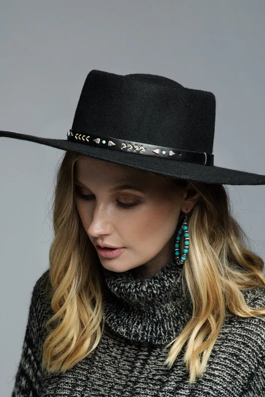 Black Wool Boater Hat