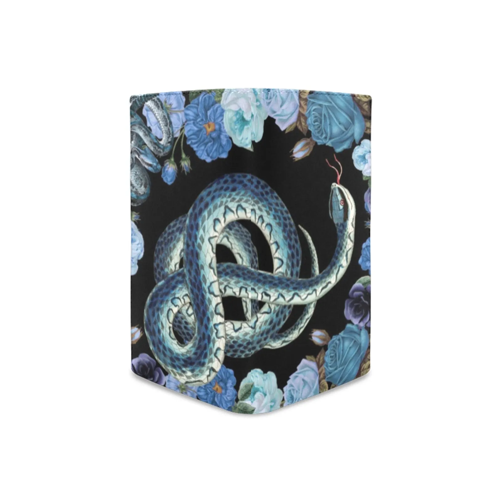 Blue Snakes and Roses Black Bifold Wallet