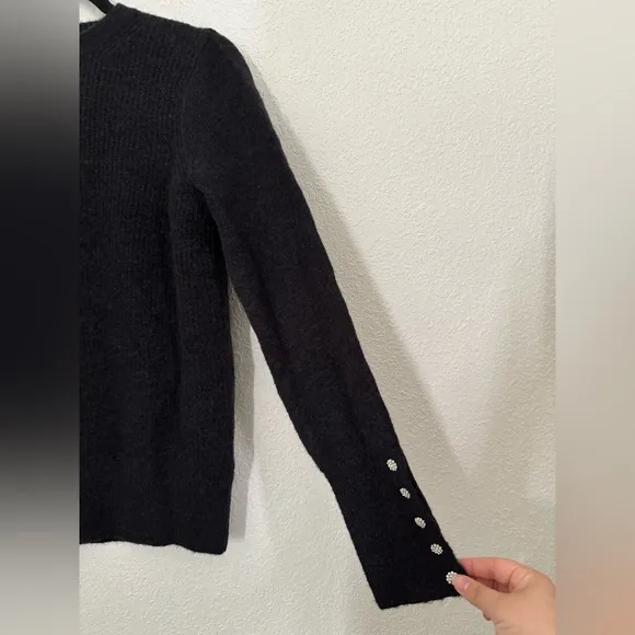 BODEN Jewel Button Fluffy Wool Alpaca Blend Sweater in Black Size Small NEW