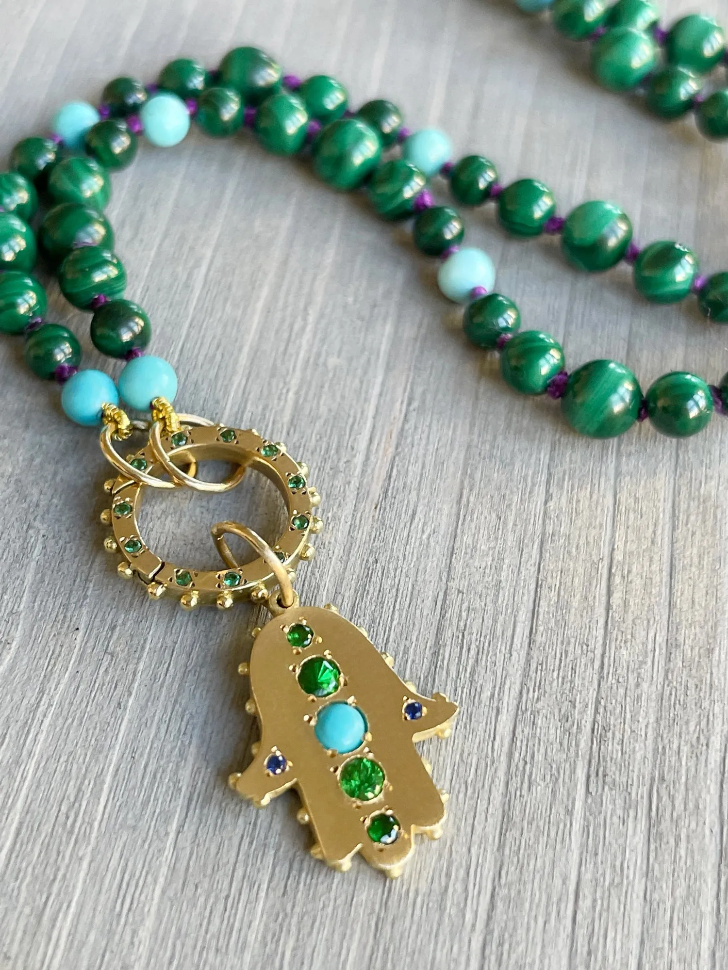 BOHEME GREEN HAMSA CHARM