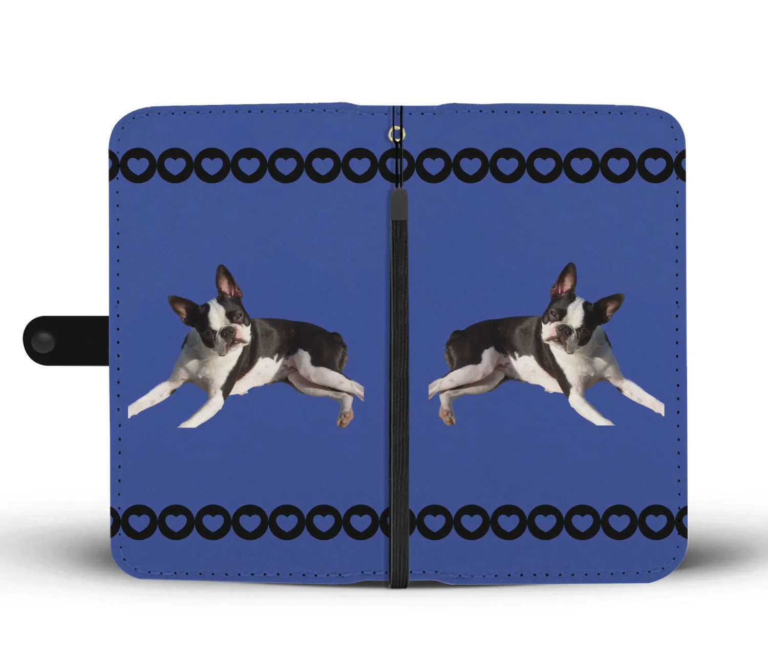 Boston Terrier Phone Case Wallet - Blue