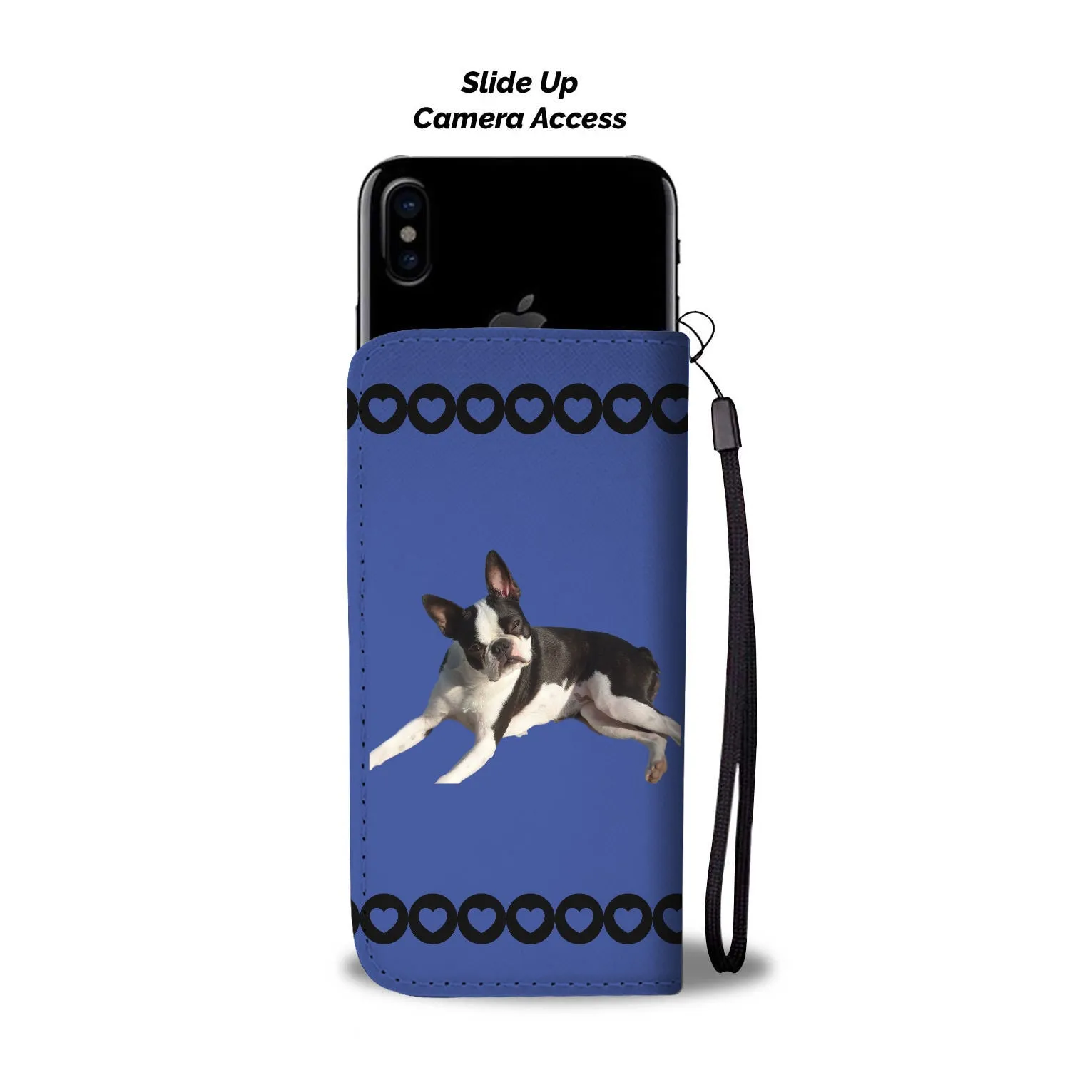 Boston Terrier Phone Case Wallet - Blue