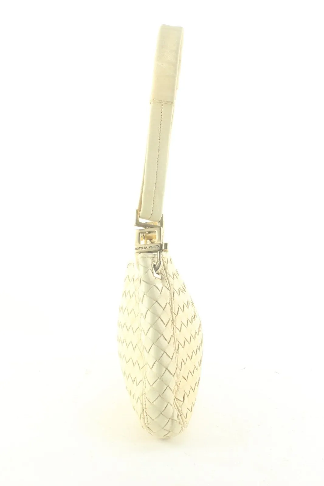 Bottega Veneta Ivory Beige Intrecciato Woven Leather Shoulder Bag 1BV912K