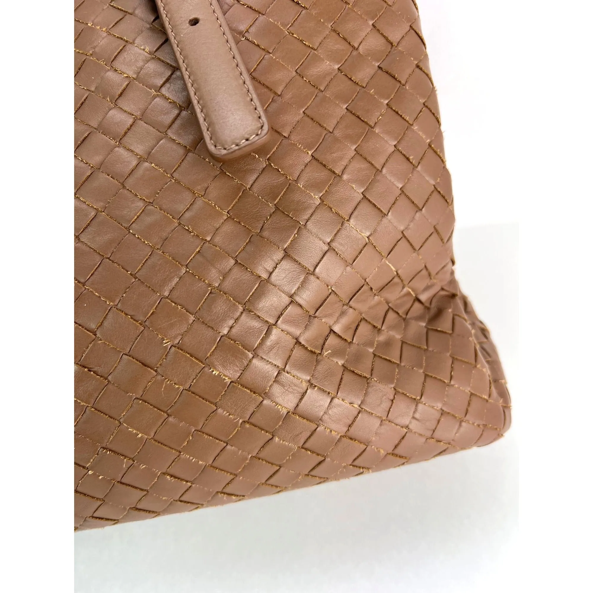 Bottega Veneta Roma Intrecciato Nappa Brown Shoulder Bag
