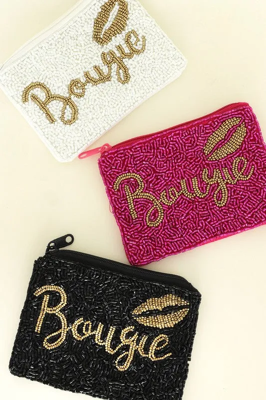 Bougie Seed Bead Coin Wallet (White)