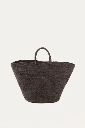Braided Raffia Tote Black