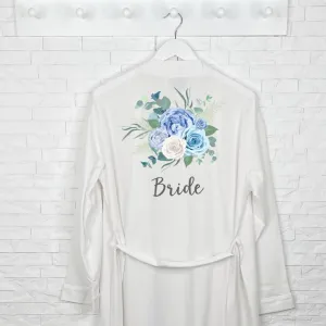 Bride Blue Floral Wedding Dressing Gown