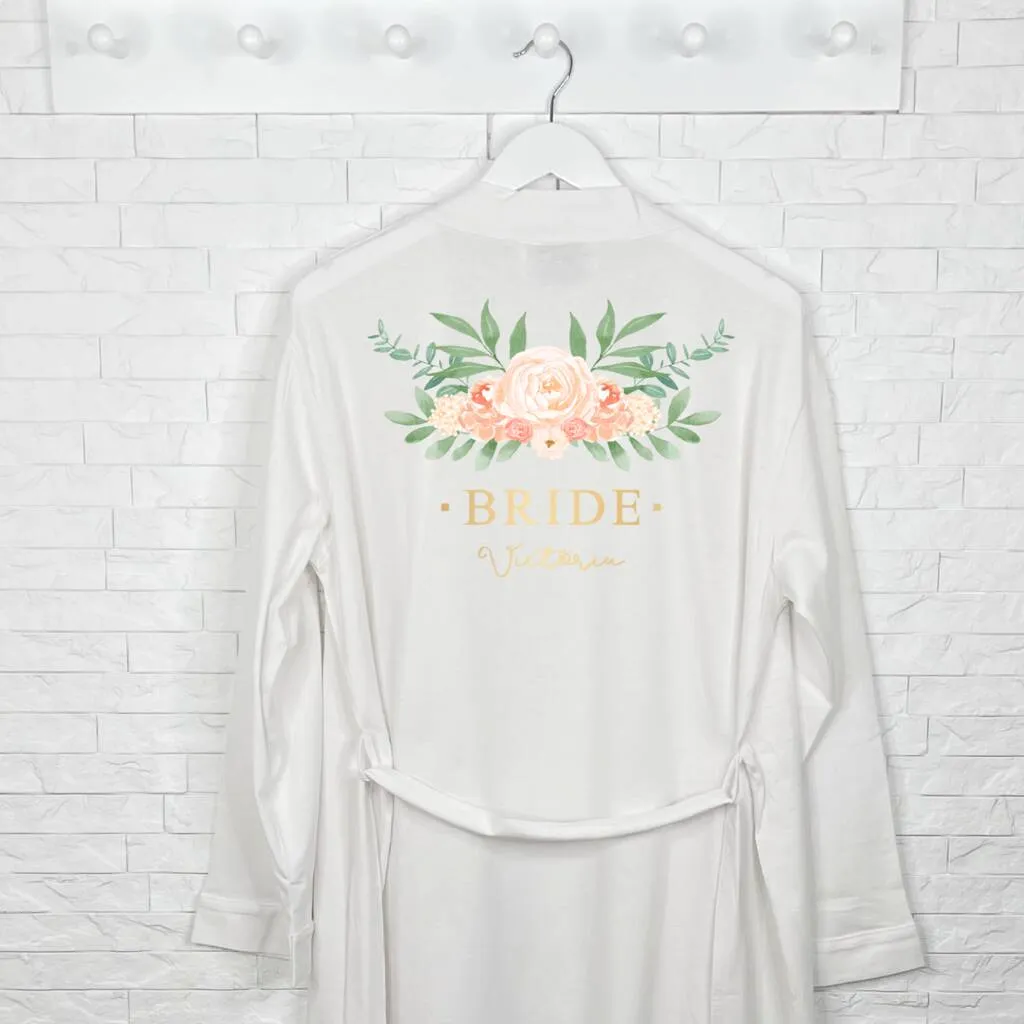 Bride Champagne Gold Floral Wedding Dressing Gown