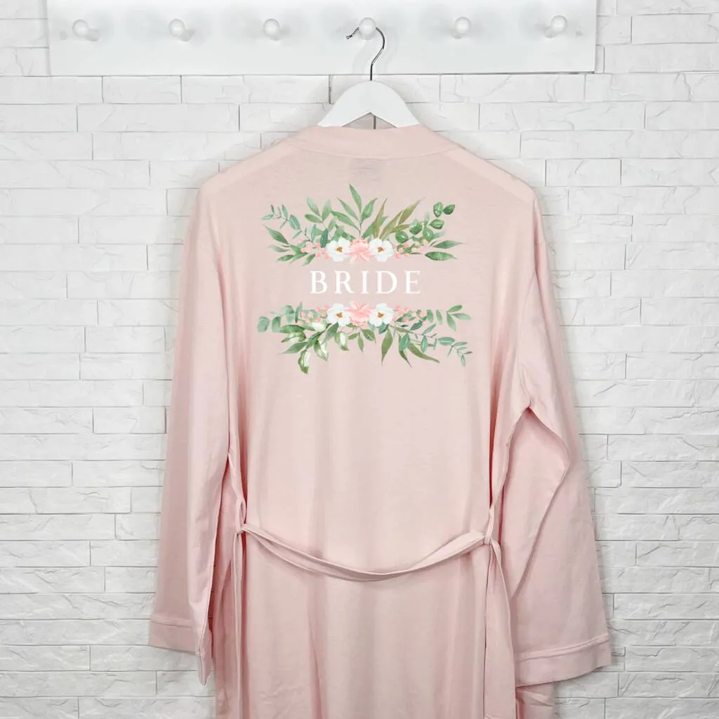 Bride Pink Floral Wedding Dressing Gown