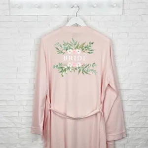 Bride Pink Floral Wedding Dressing Gown