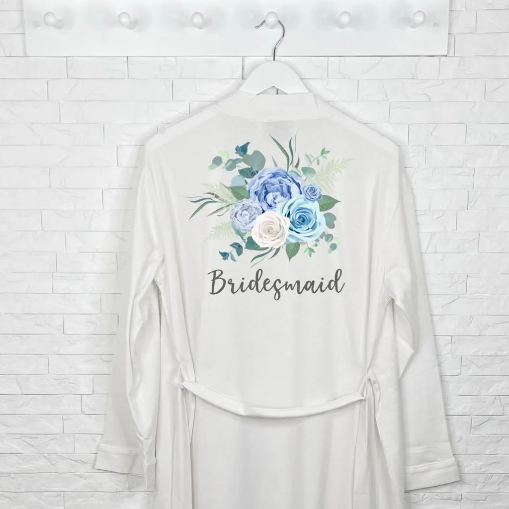 Bridesmaid Blue Floral Wedding Dressing Gown