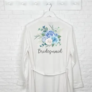 Bridesmaid Blue Floral Wedding Dressing Gown