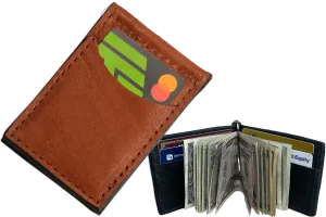 Brown Bison Bifold Slim Profile Wallet With Money Clip