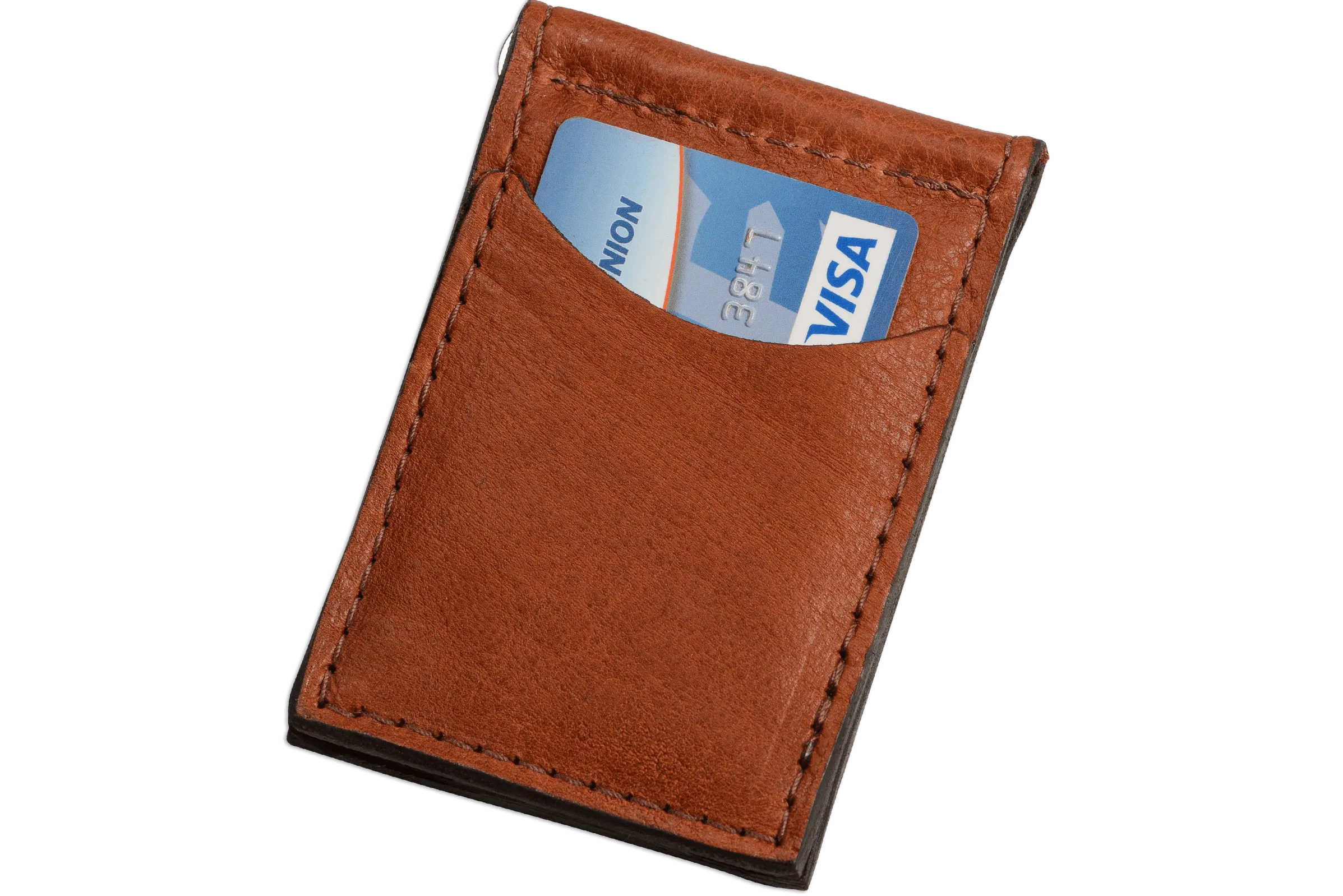 Brown Bison Bifold Slim Profile Wallet With Money Clip