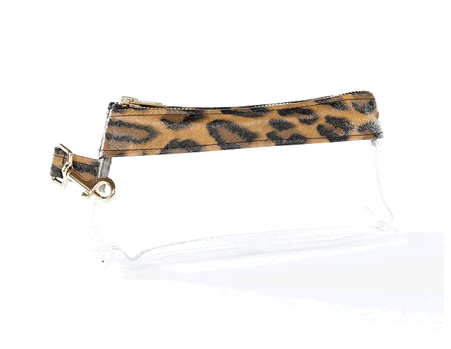 Brown Leopard CLEAR Bag - Vegan Leather Trim