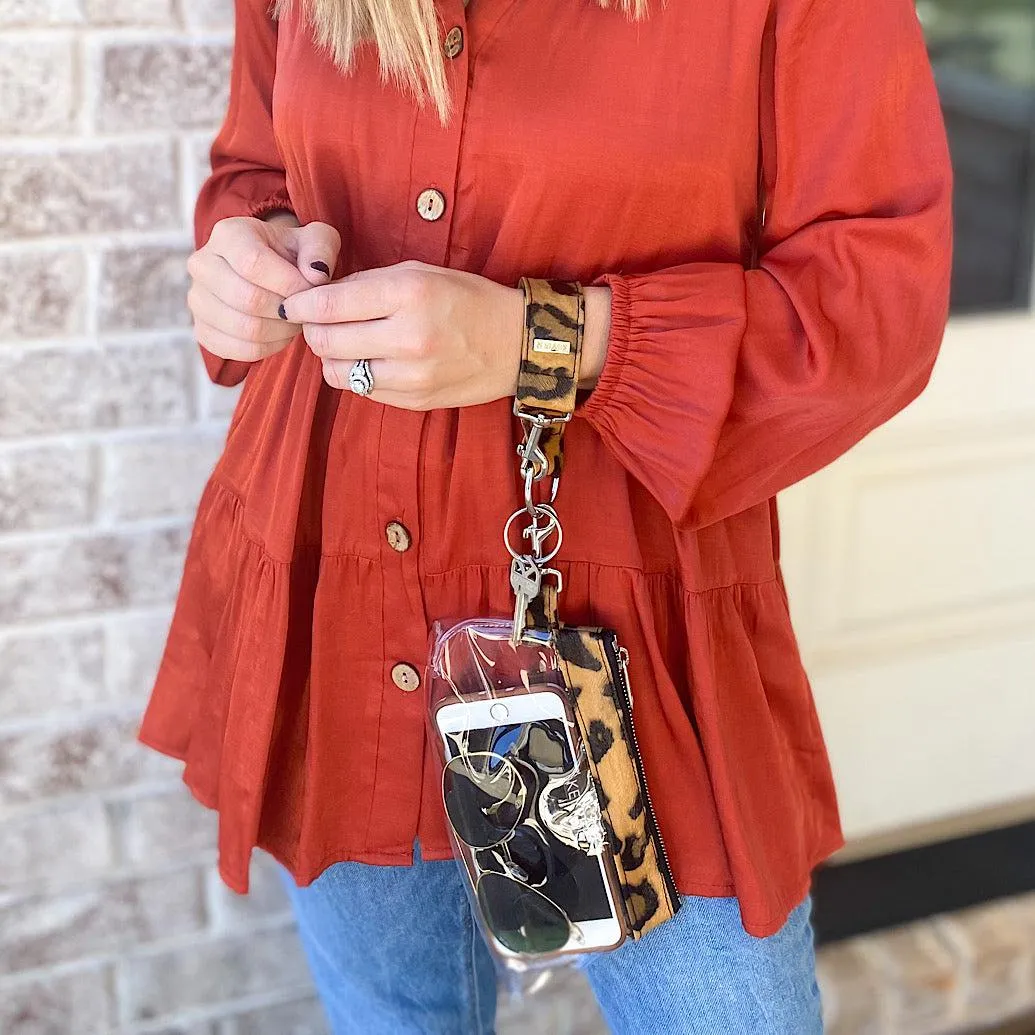 Brown Leopard CLEAR Bag - Vegan Leather Trim