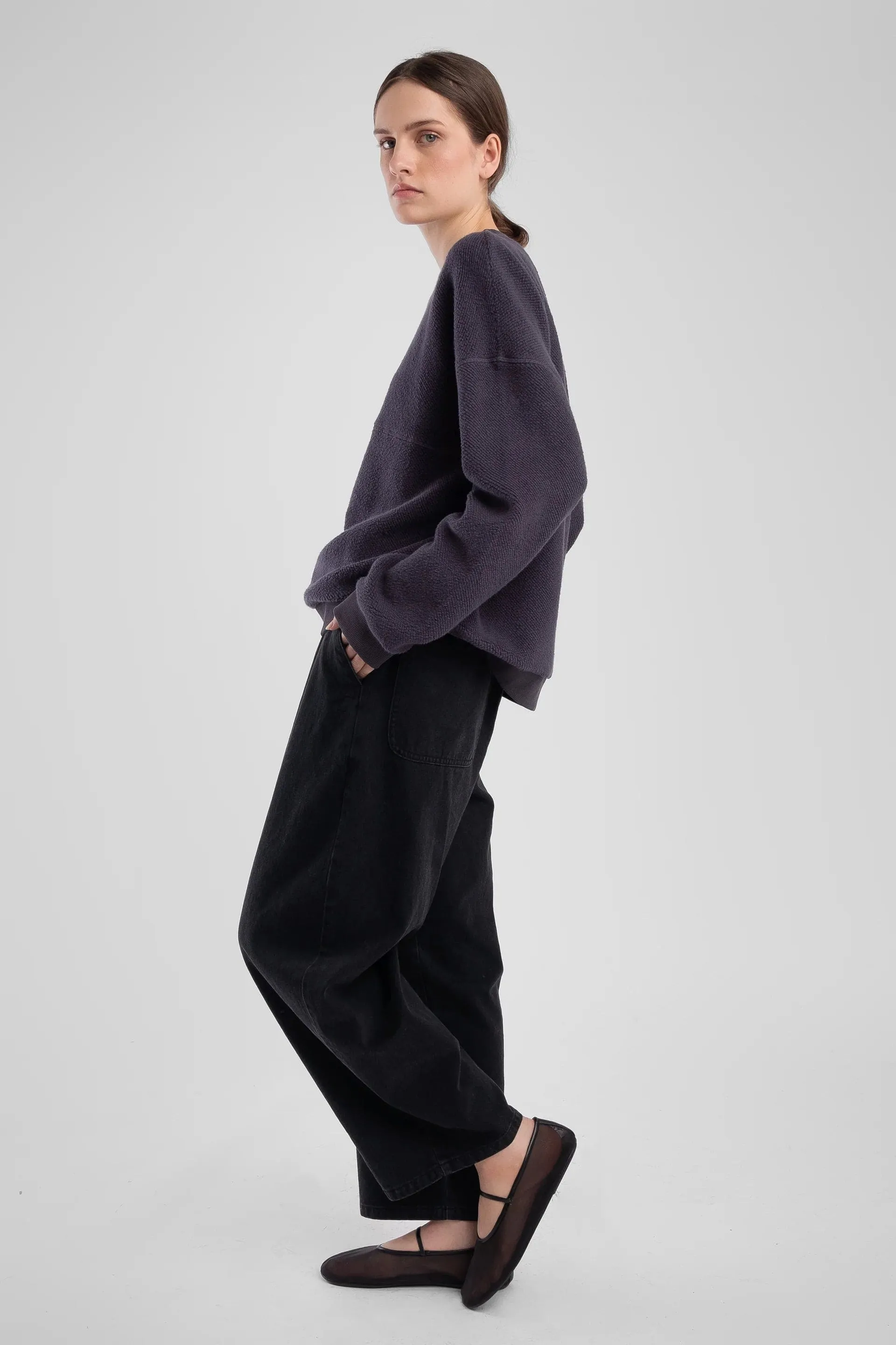 Brushed Terry Sweatshirt | Faded Black