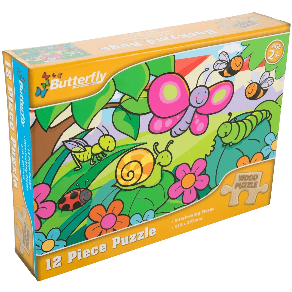 Butterfly A4 Wooden Puzzle 12 Piece 4 Designs