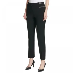 Calvin Klein Women's Faux Leather Trim Ponte Knit Pants
