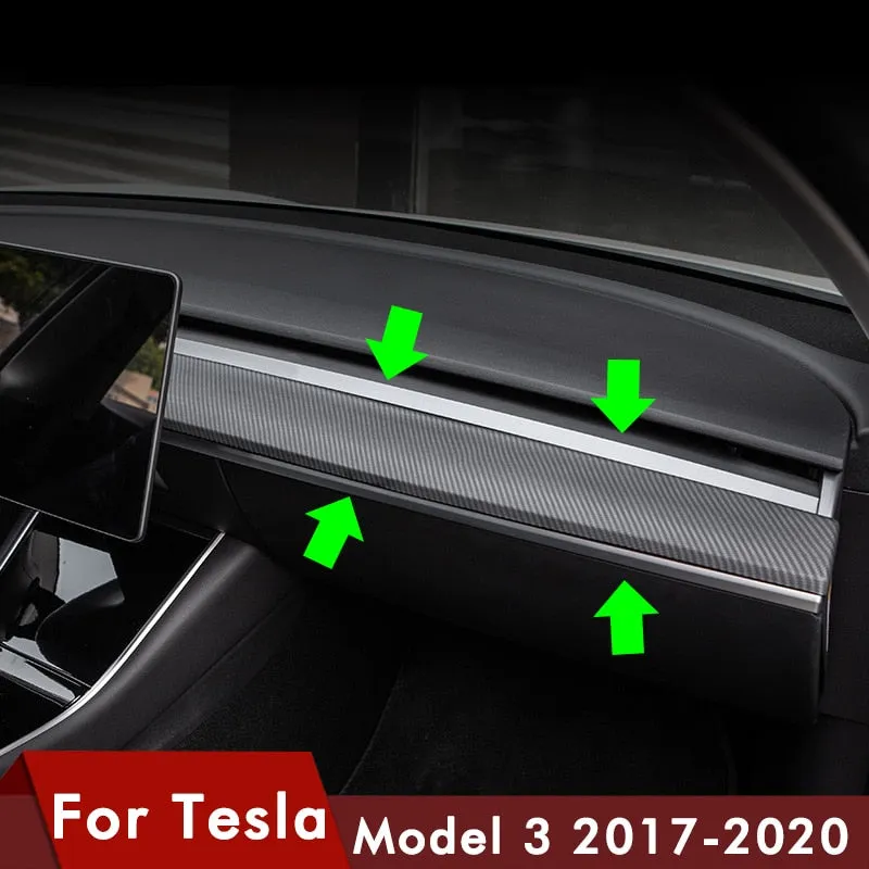 Carbon Fiber Center Console Trim For Tesla Model 3 Y 2017-2021