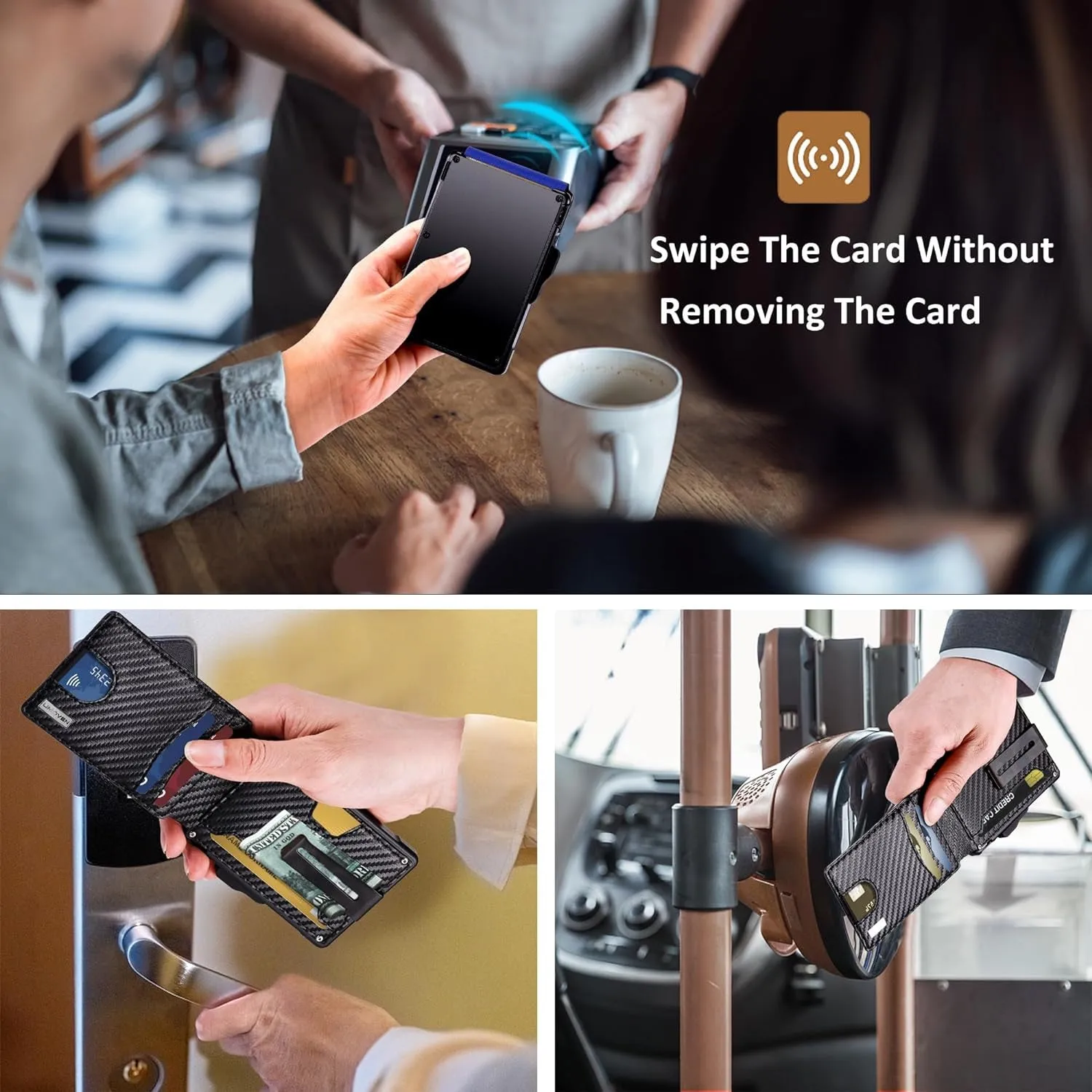 Carbon fibre Bifold Wallet for Men - with Money Clip