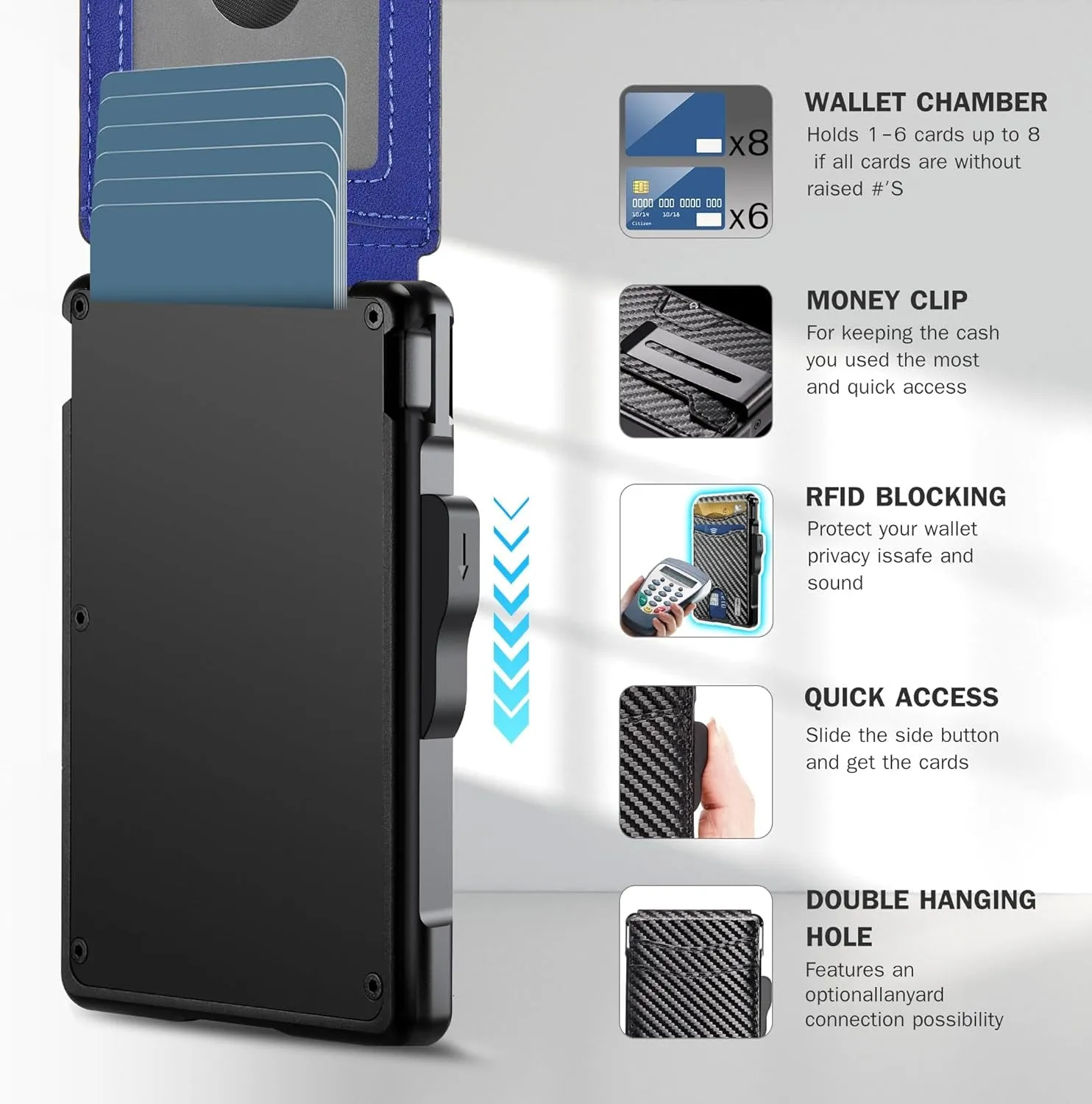Carbon fibre Bifold Wallet for Men - with Money Clip
