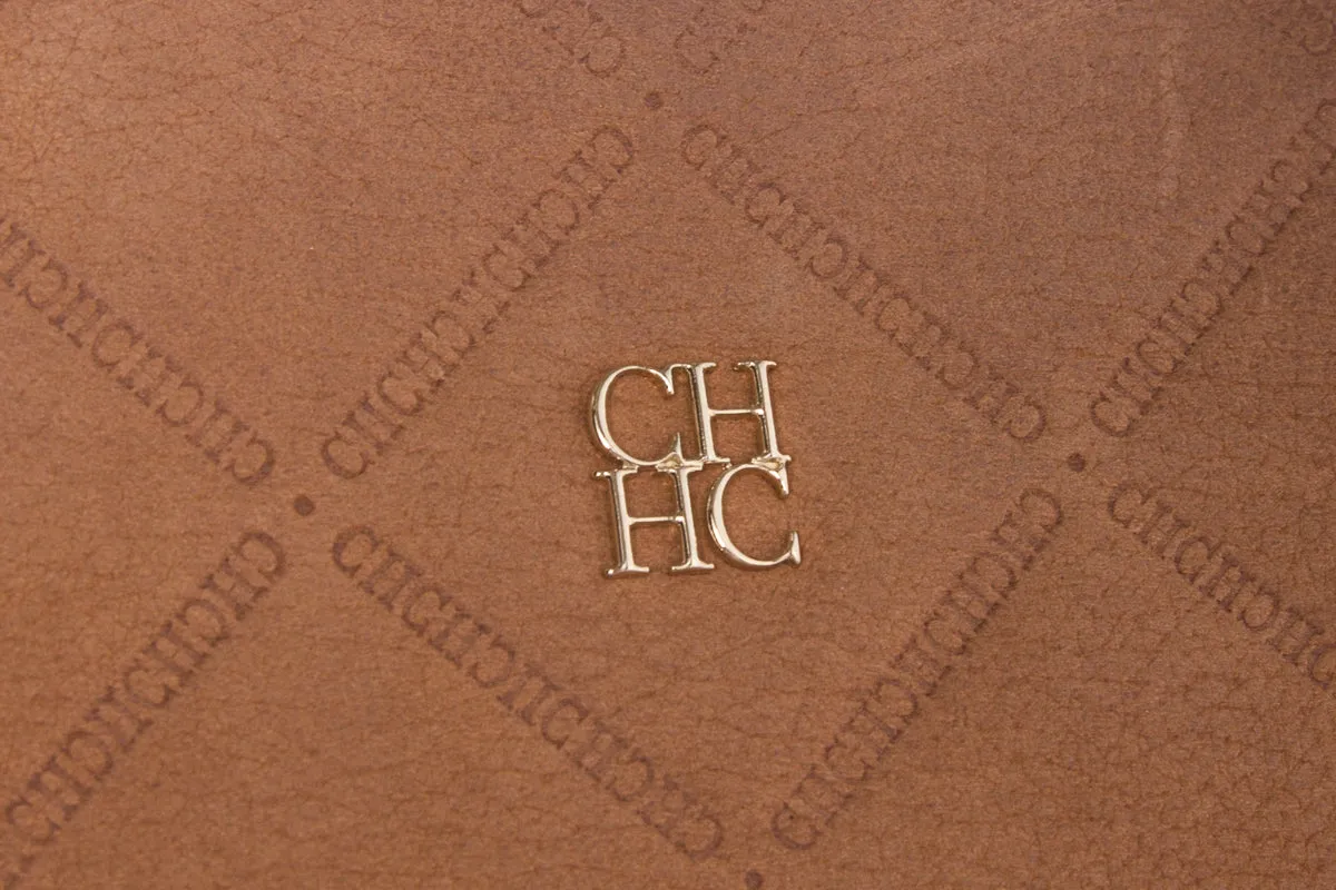 Carolina Herrera Camel Suede Quilted Shoulder Bag