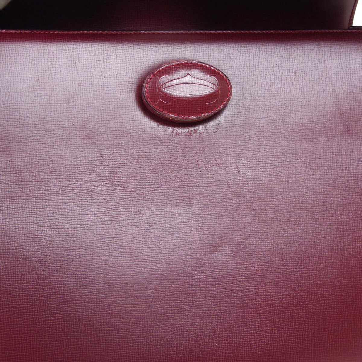 Cartier Must de Cartier Hand Tote Bag EQDG Purse Bordeaux Leather Spain 40344