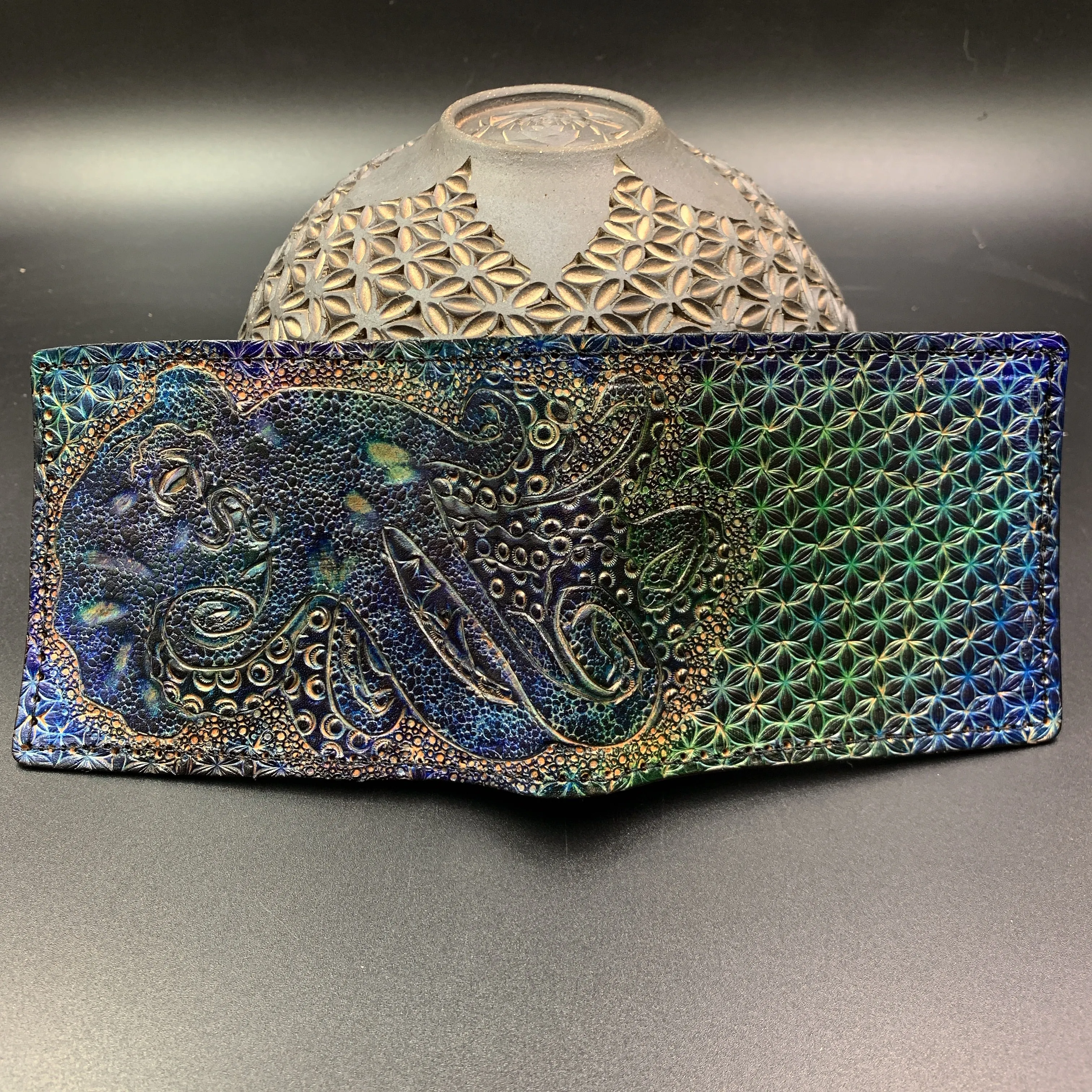 Carved Leather Bifold Wallet