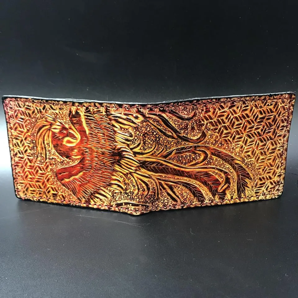 Carved Leather Bifold Wallet