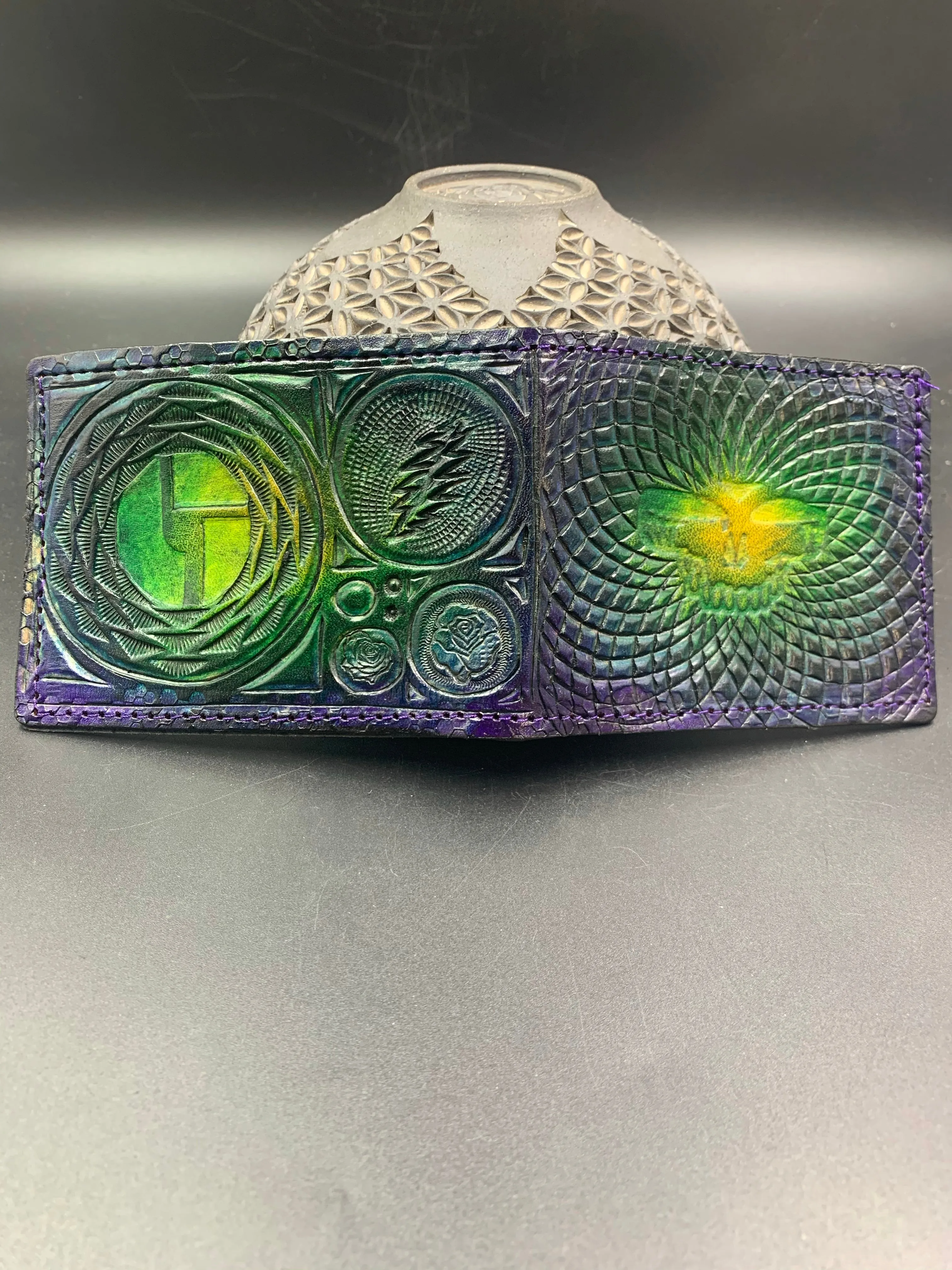 Carved Leather Bifold Wallet