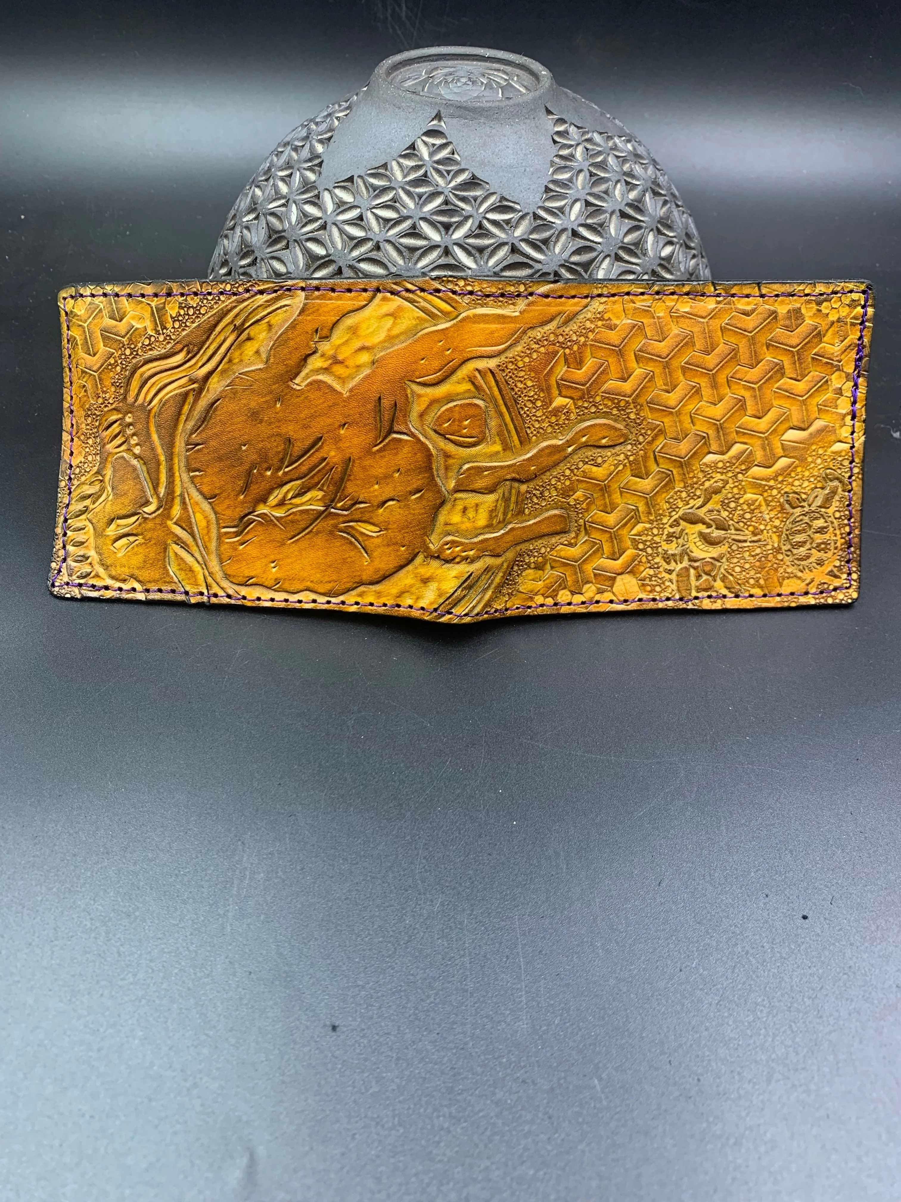 Carved Leather Bifold Wallet