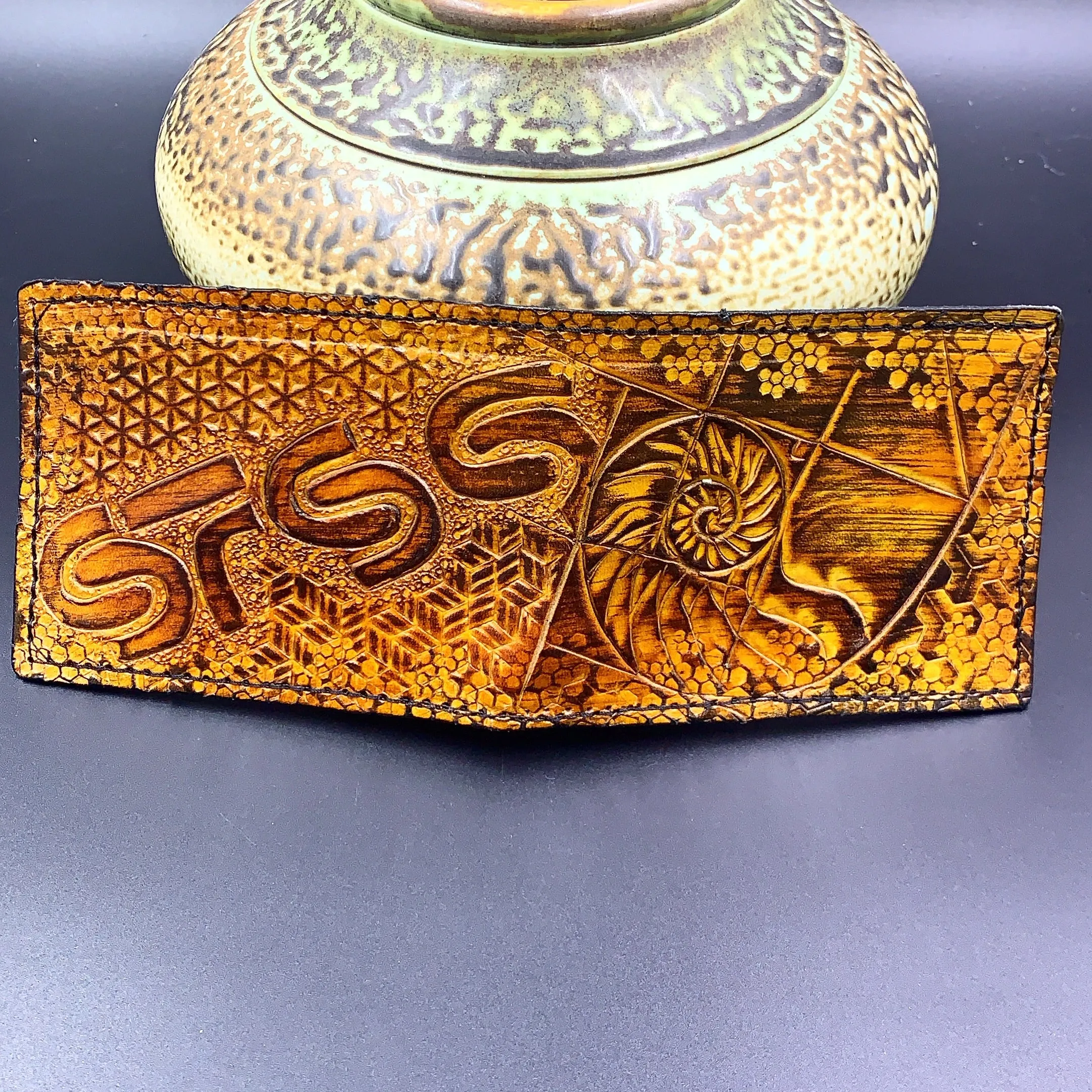 Carved Leather Bifold Wallet