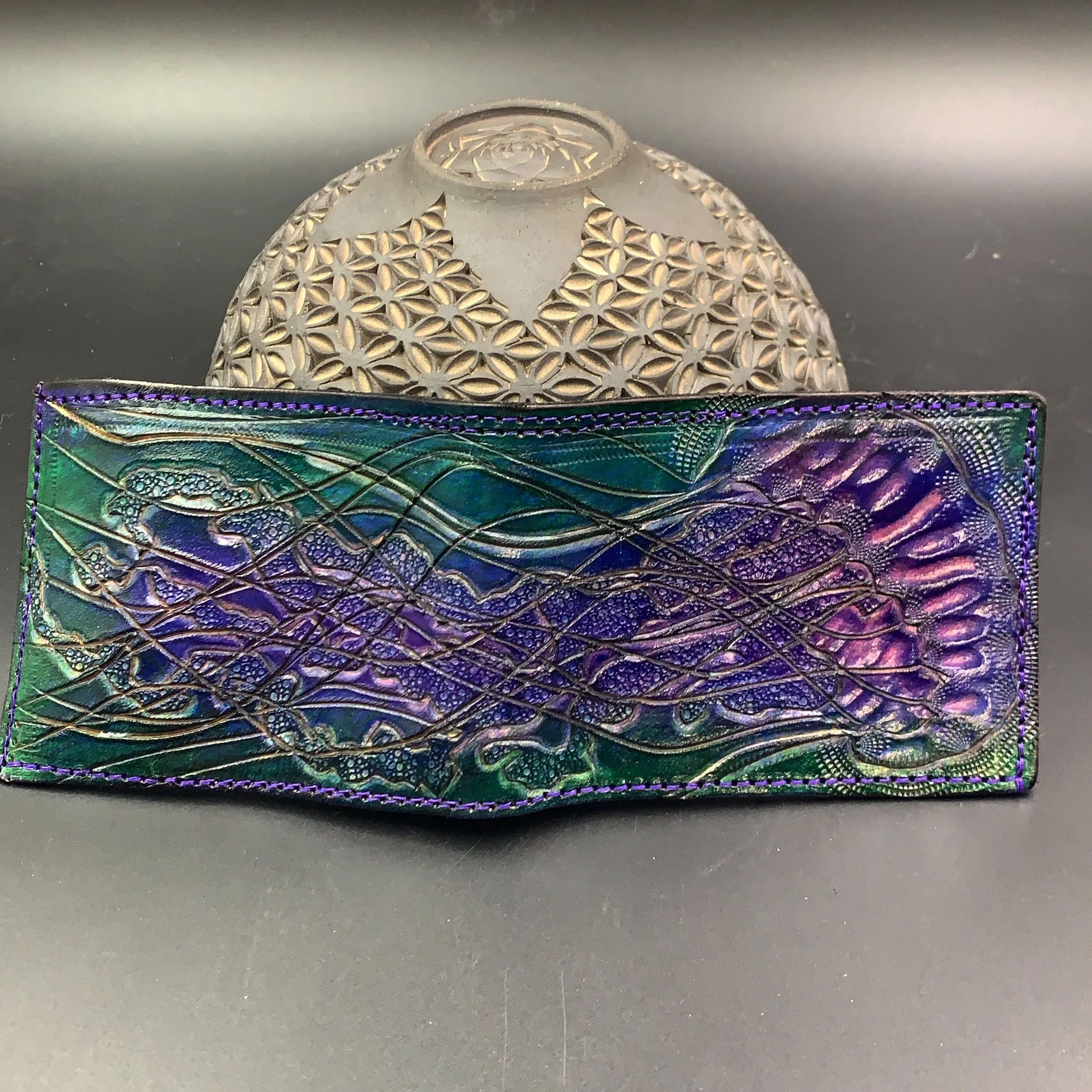 Carved Leather Bifold Wallet