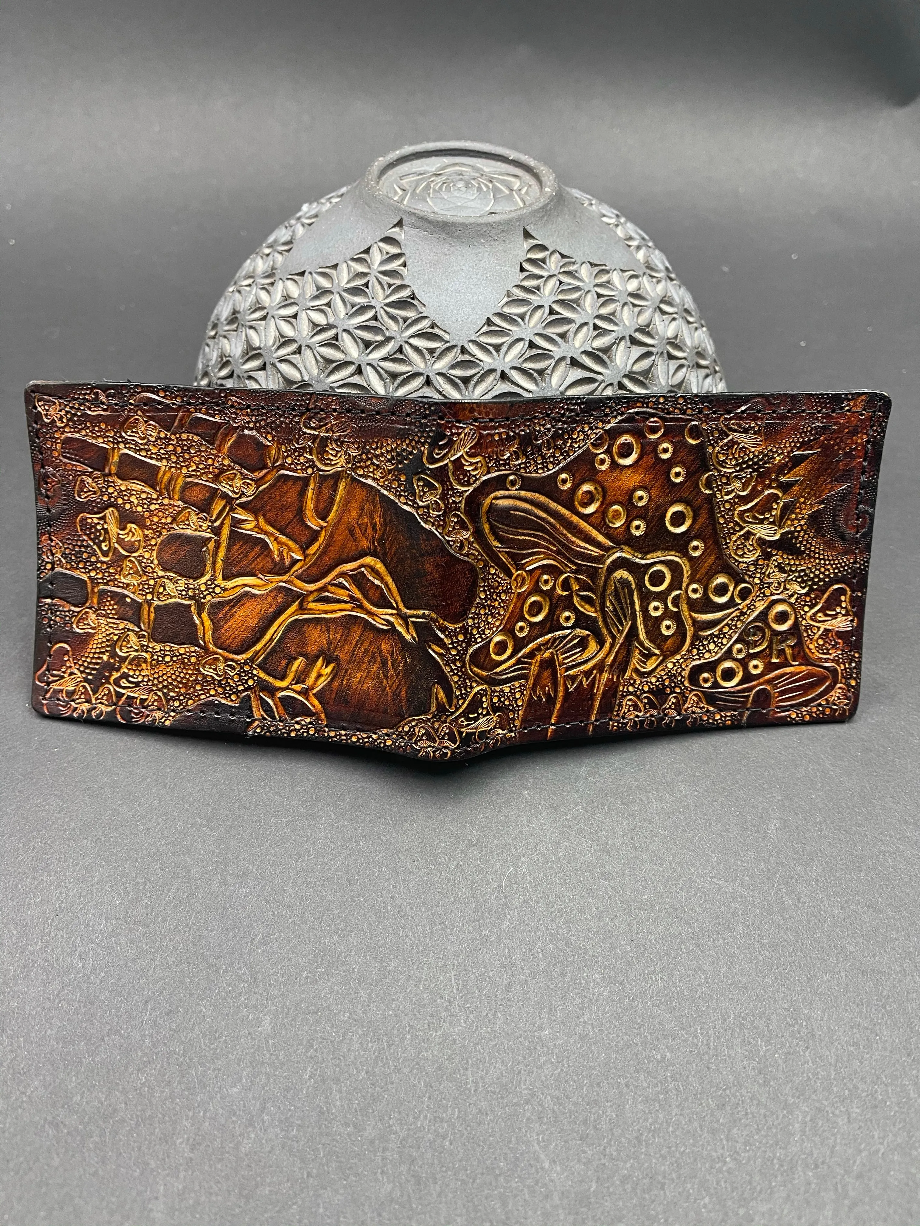 Carved Leather Bifold Wallet