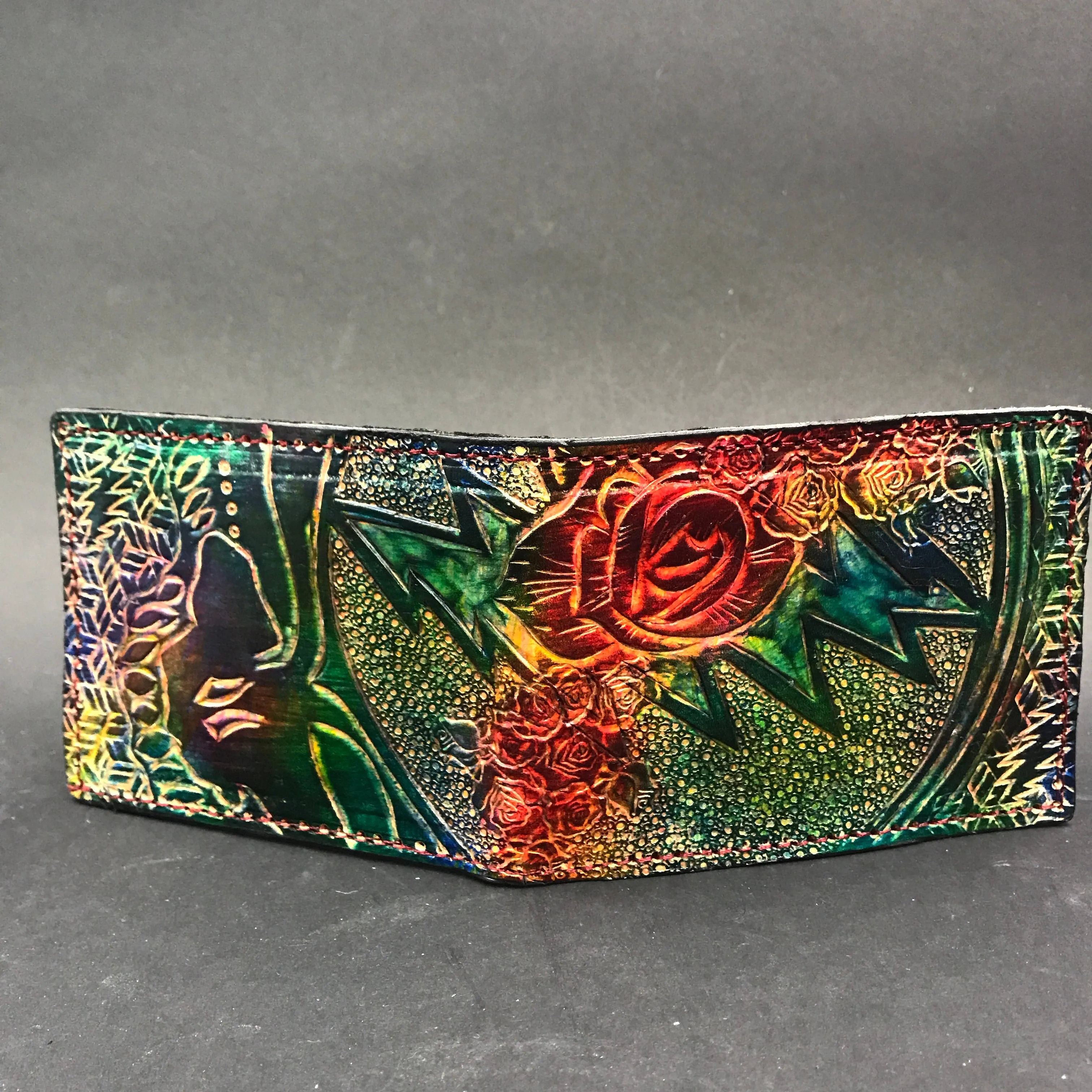 Carved Leather Bifold Wallet