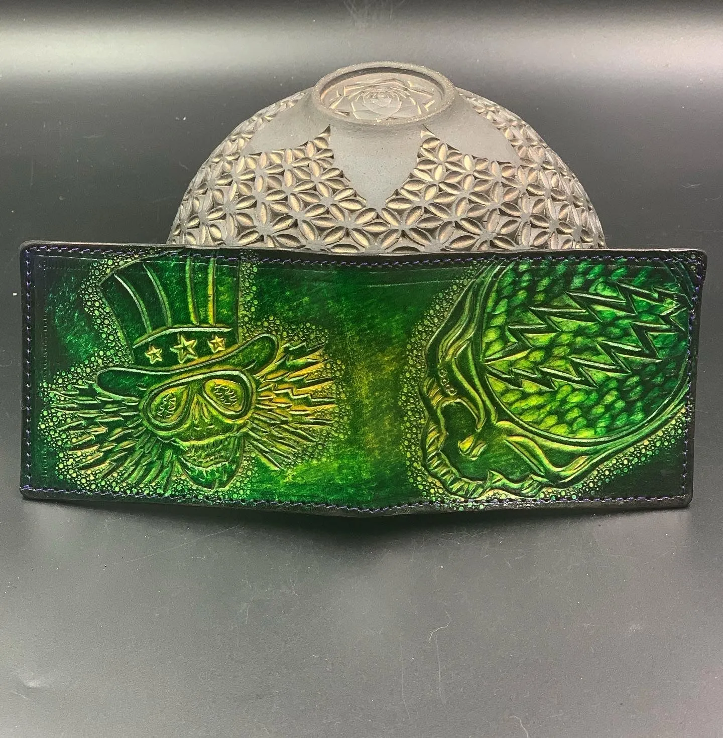 Carved Leather Bifold Wallet