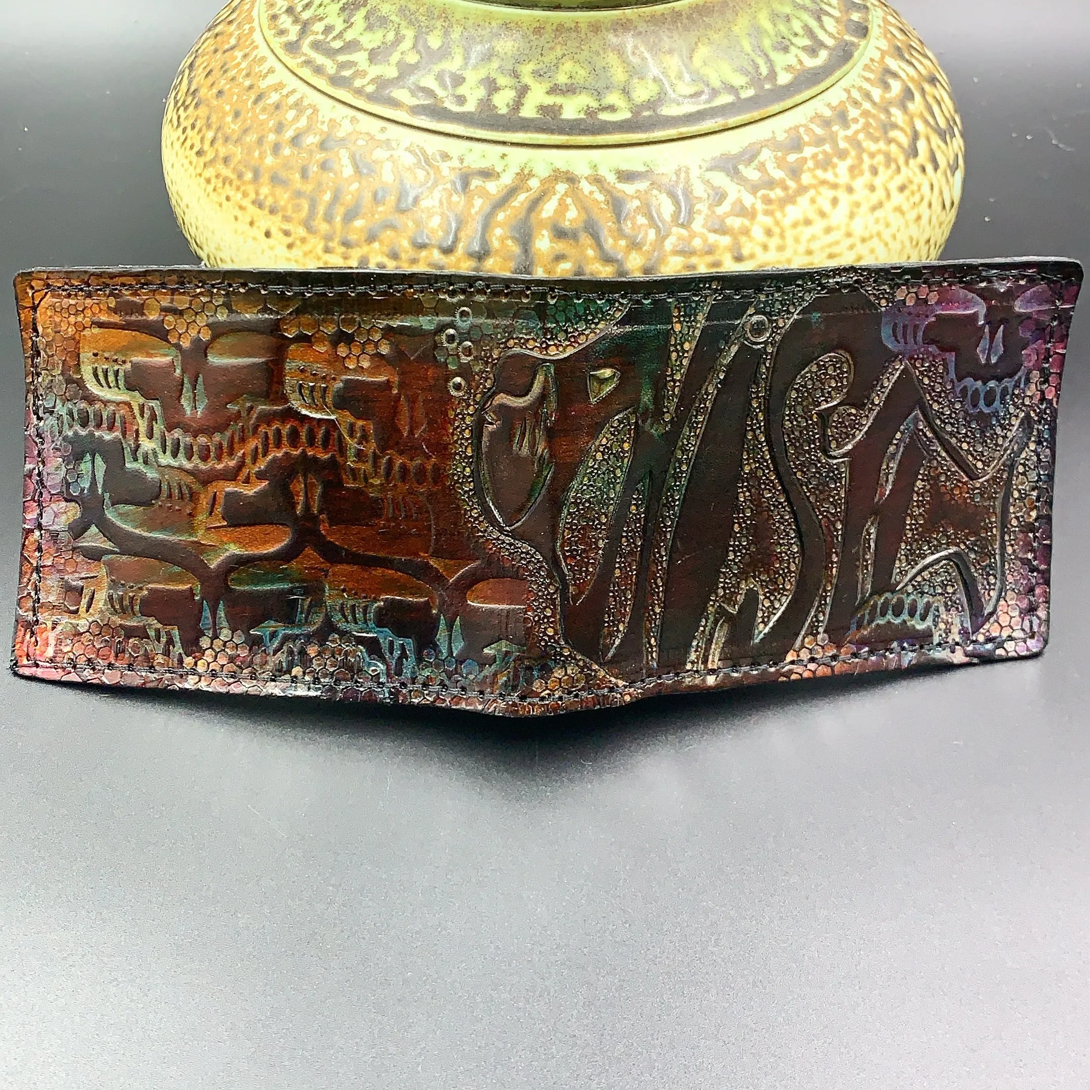 Carved Leather Bifold Wallet