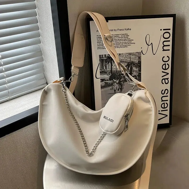 Chain Accent Sling Shoulder Bag